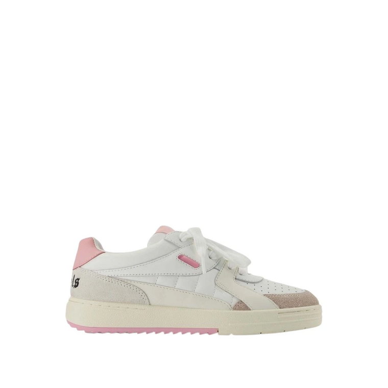 Białe/Różowe Skórzane Sneakersy - Palm University Palm Angels