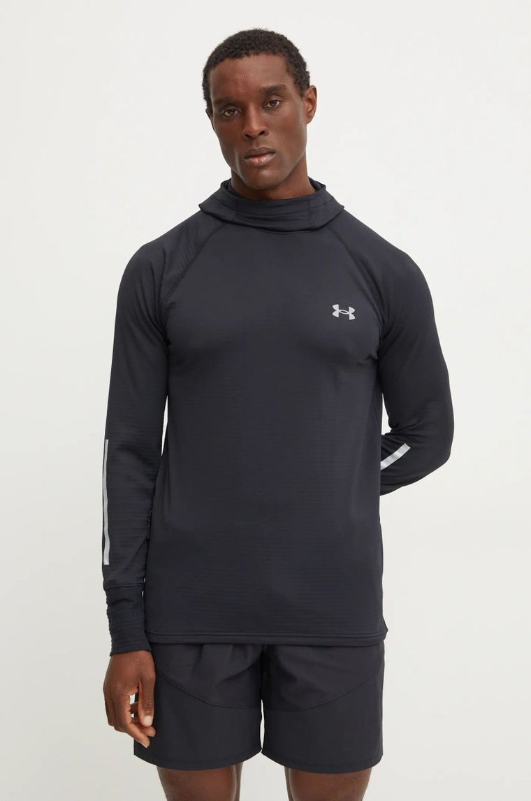 Under Armour bluza do biegania Launch Elite kolor czarny z kapturem gładka 1386675