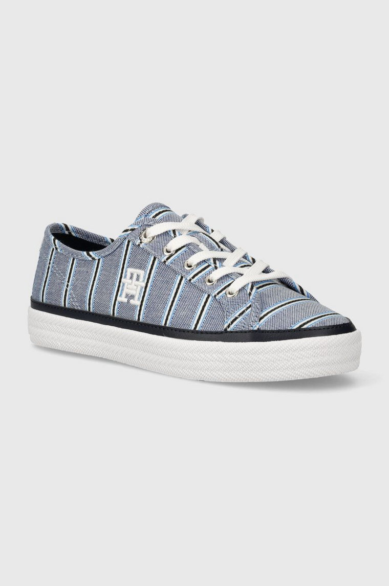 Tommy Hilfiger tenisówki VULC CANVAS SNEAKER SHIRTING damskie kolor niebieski FW0FW07672