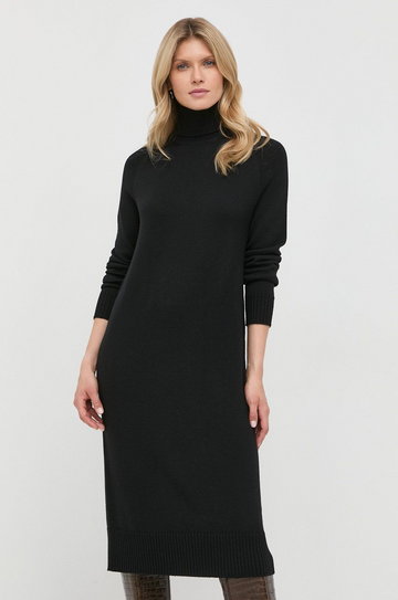 Max Mara Leisure sukienka wełniana kolor czarny mini prosta