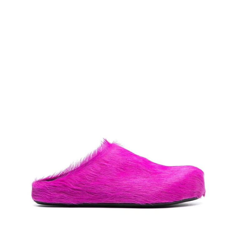 Fuchsia Skórzane Mule Sandały Marni