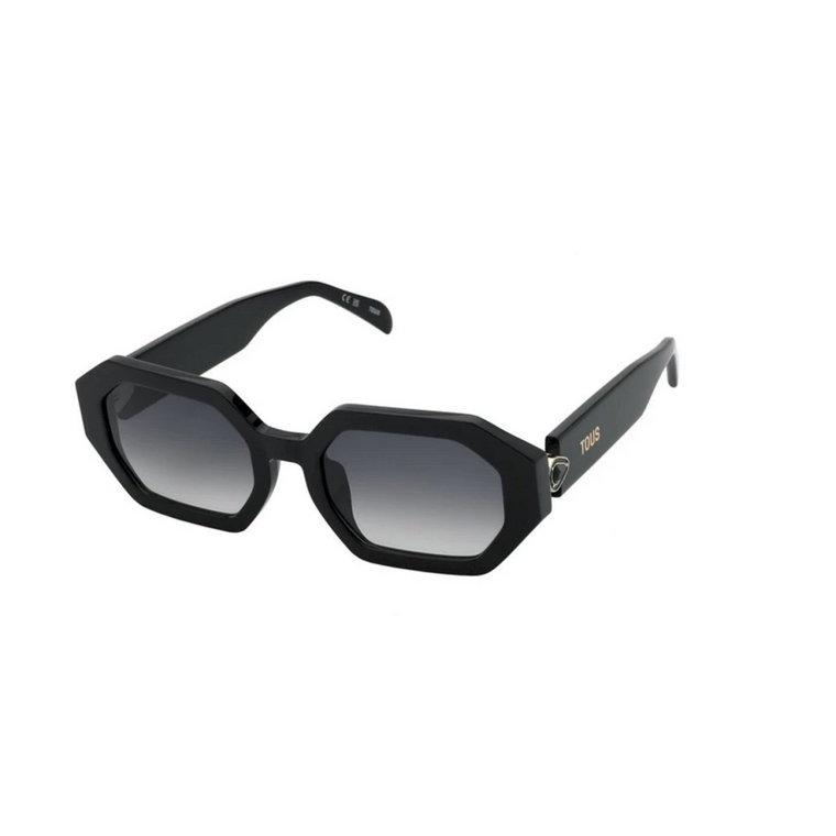 Shiny Black Okulary przeciwsłoneczne z Smoke Gradient Soczewkami Tous