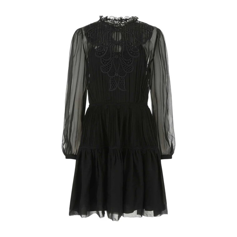 Czarna mini sukienka szyfonowa Alberta Ferretti