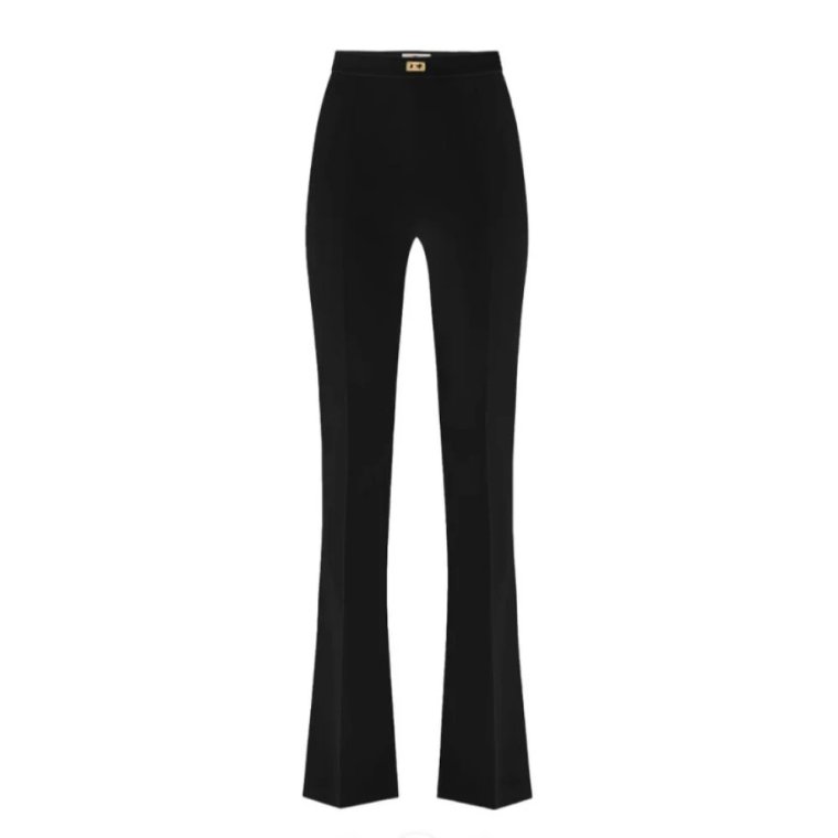 Rozkloszowane Czarne Spodnie Stretch Crepe Elisabetta Franchi