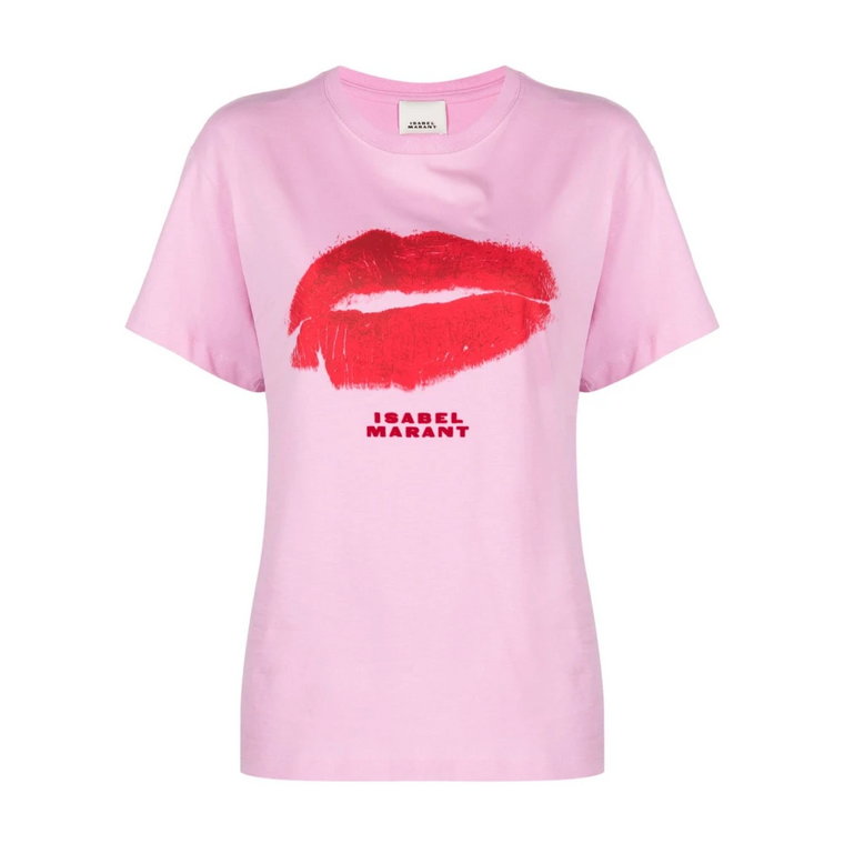 Yates Lips-Print T-Shirt w Blush Pink Isabel Marant