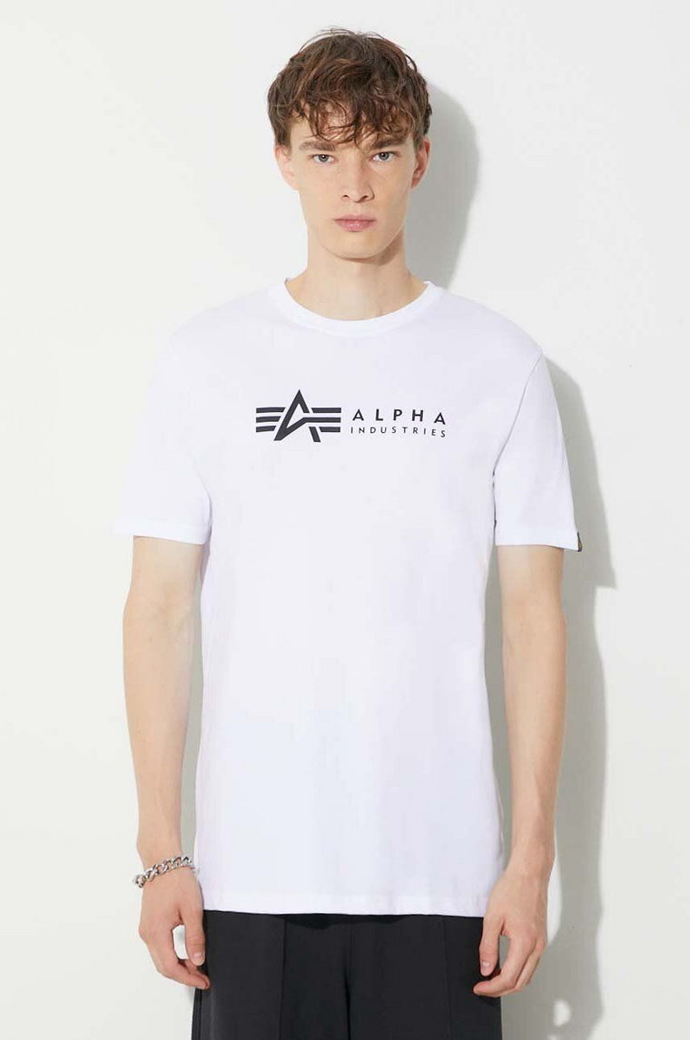 Alpha Industries t-shirt bawełniany 2-pack Alpha Label T 2 Pack męski kolor biały z nadrukiem 118534.09