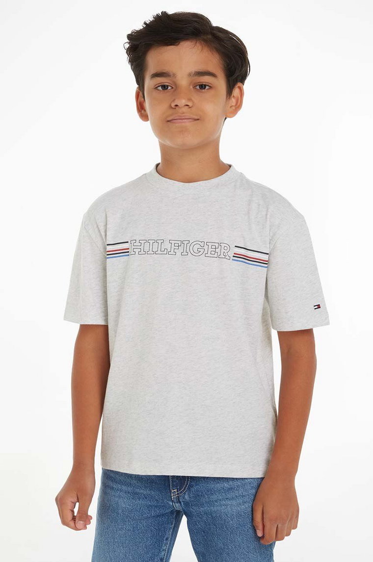 Tommy Hilfiger t-shirt bawełniany dziecięcy kolor szary