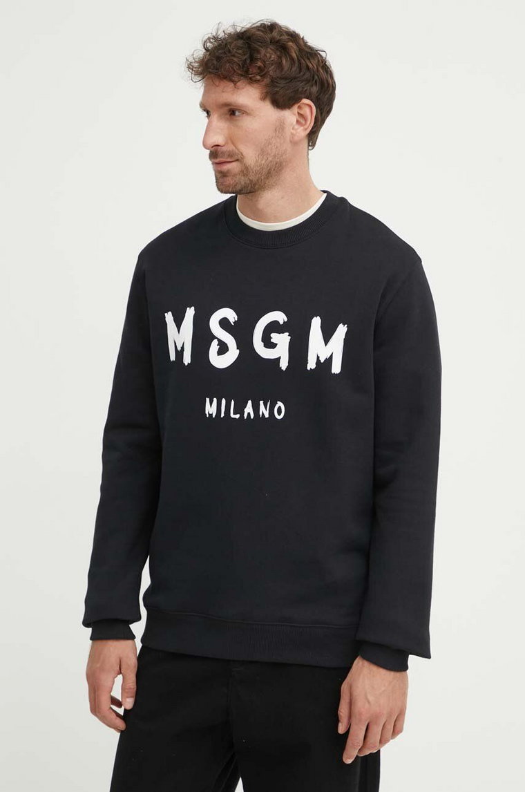 MSGM bluza bawełniana męska kolor czarny gładka 2000MM513.200001
