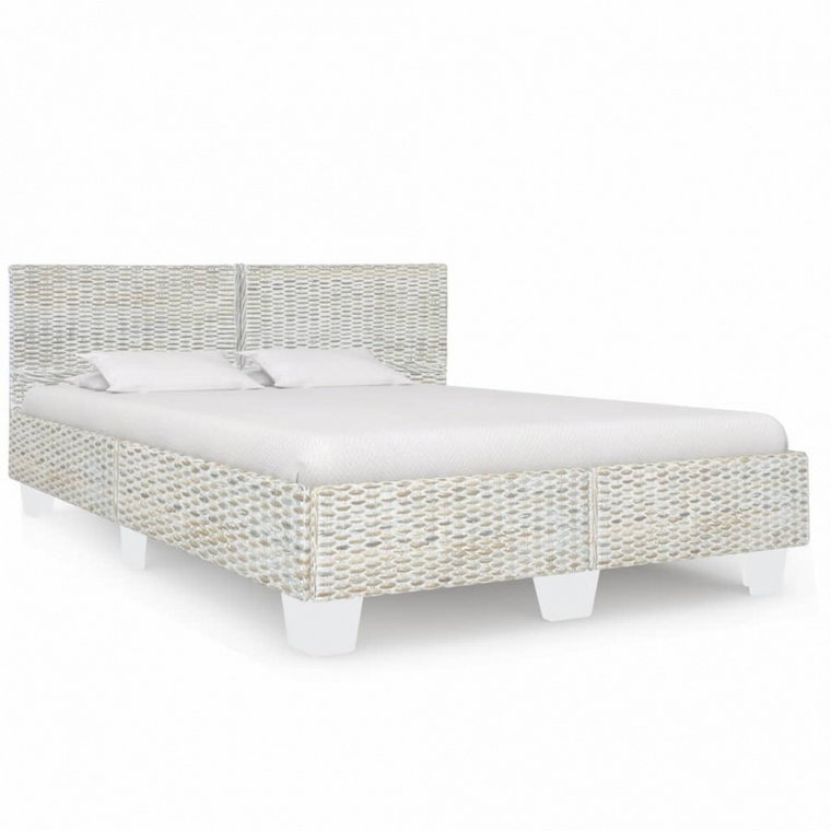 Rama łóżka, szara, naturalny rattan, 140 x 200 cm kod: V-283091