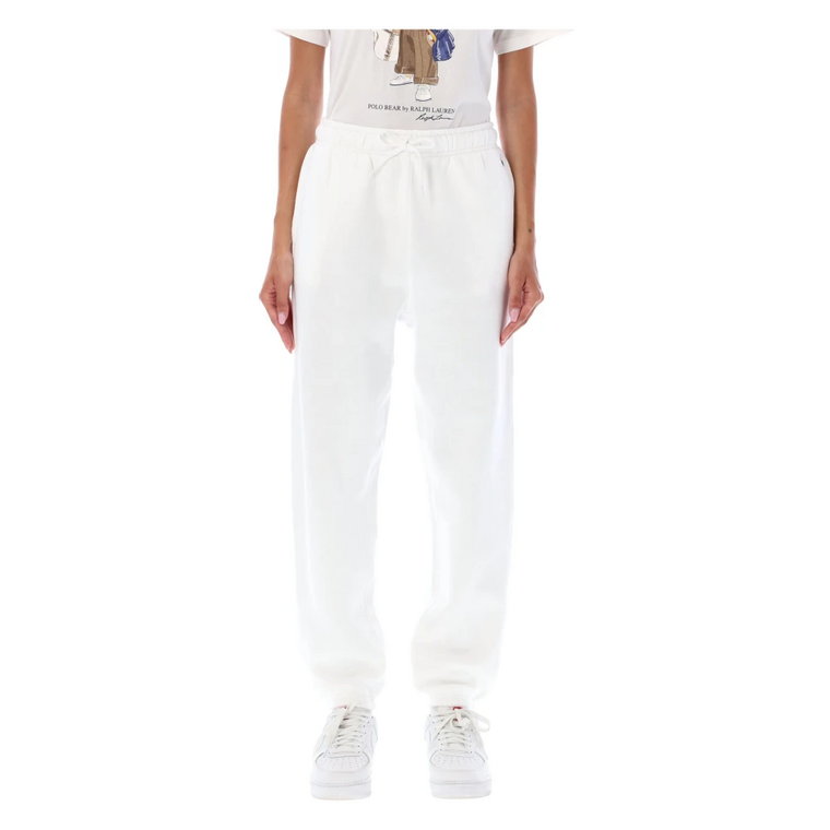 Białe spodnie do biegania elastyczny pas Ralph Lauren