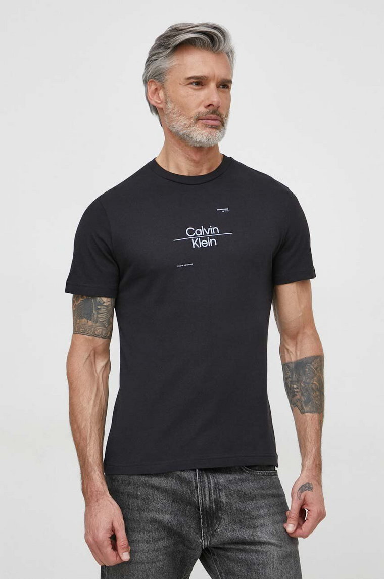 Calvin Klein t-shirt bawełniany męski kolor czarny z nadrukiem