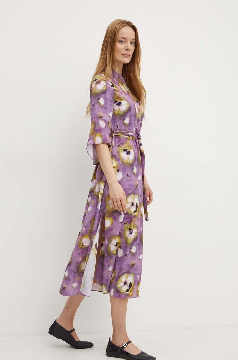 MAX&Co. sukienka kolor fioletowy midi rozkloszowana 2426226111200