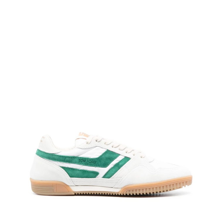 Białe Zielone Bursztynowe Niskie Sneakersy Tom Ford