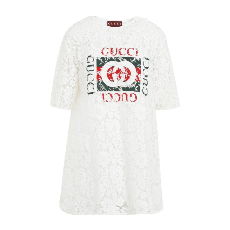 Kwiatowy Koronkowy Top Off White Mix Gucci