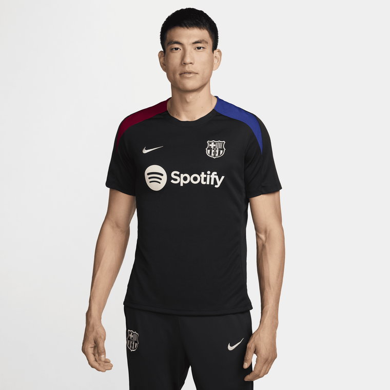 Męska dzianinowa koszulka piłkarska z krótkim rękawem Nike Dri-FIT FC Barcelona Strike - Czerń