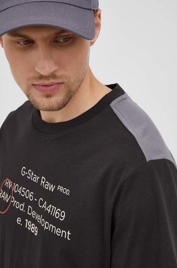 G-Star Raw t-shirt bawełniany D21200.336 kolor czarny z nadrukiem