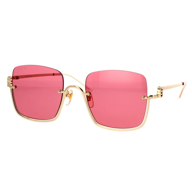 Vintage okulary przeciwsłoneczne w kształcie kwadratu z czerwonymi soczewkami Gucci