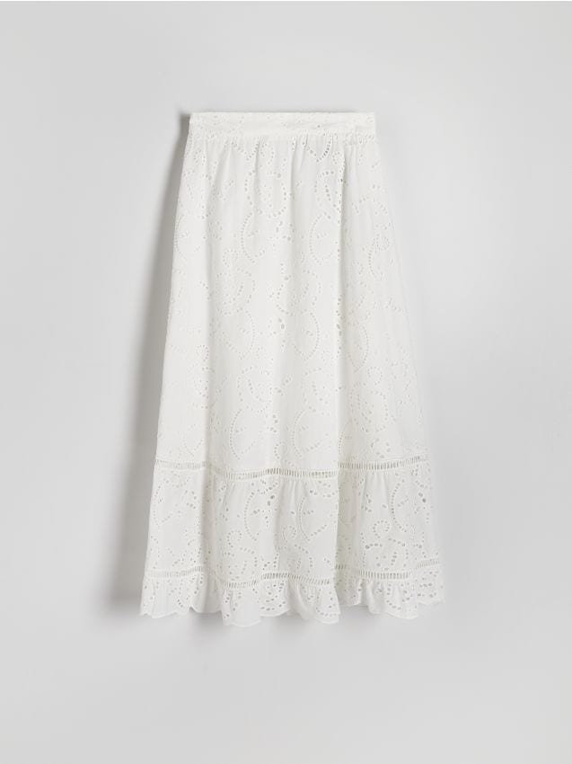 Reserved - Ażurowa spódnica maxi - biały