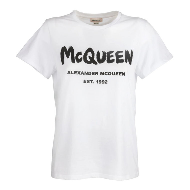 Koszulka z nadrukiem logo z bawełny Alexander McQueen