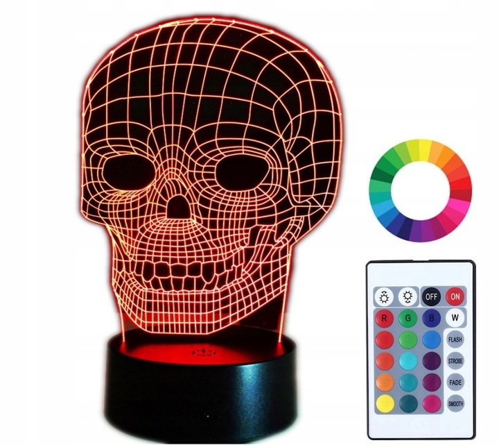 Lampka Nocna Czaszka Skull Led Imię Grawer