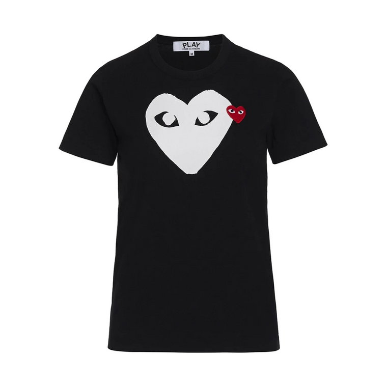 Czarna koszulka z białym sercem Comme des Garçons Play