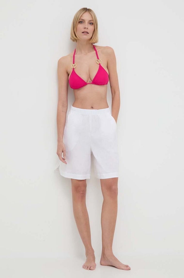 Max Mara Beachwear szorty plażowe damskie kolor biały gładkie high waist 2416141019600