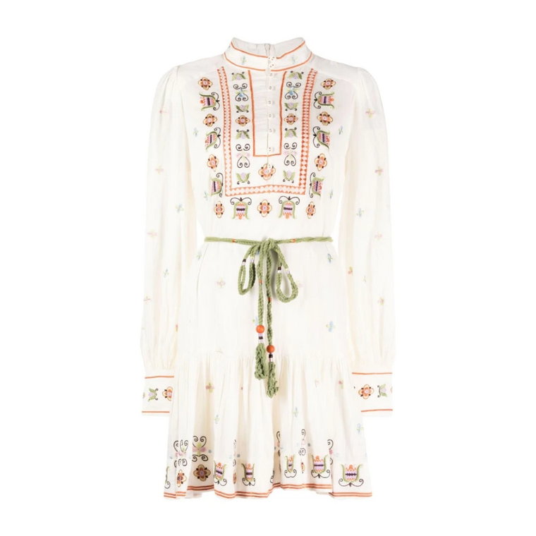 Biała Sukienka z Haftem Lovella Alemais