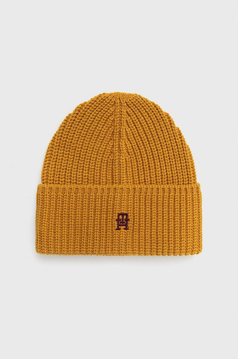 Tommy Hilfiger czapka wełniana kolor żółty wełniana