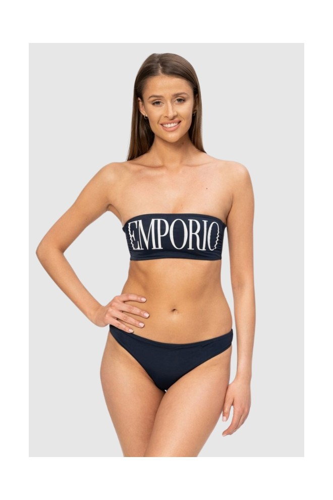 EMPORIO ARMANI Granatowe bikini z białym logo