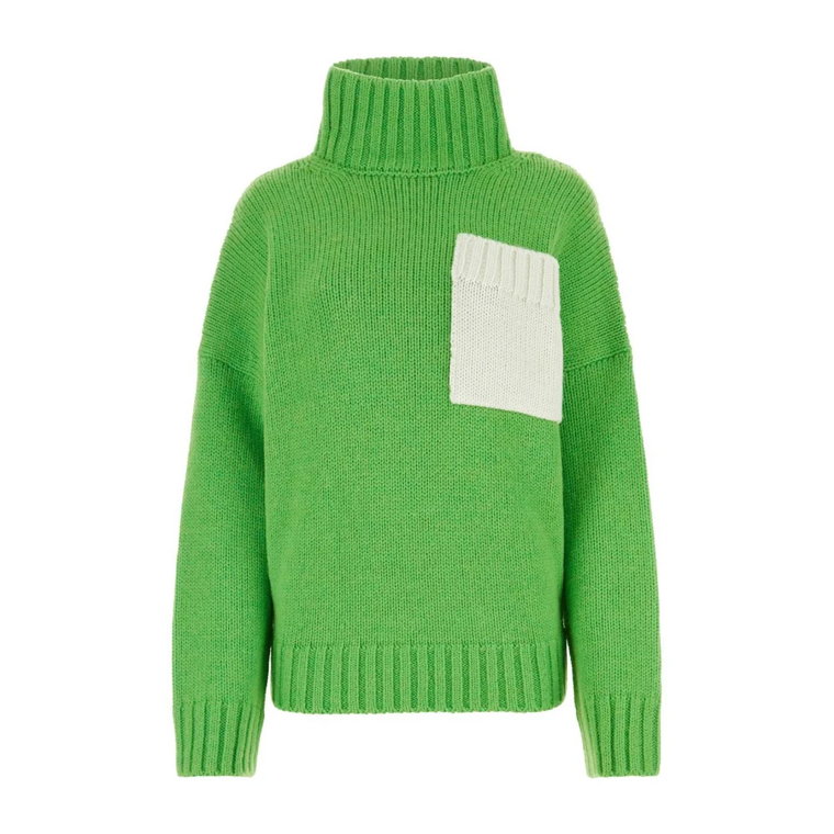 Oversize Zielony Sweter z Akrylu JW Anderson