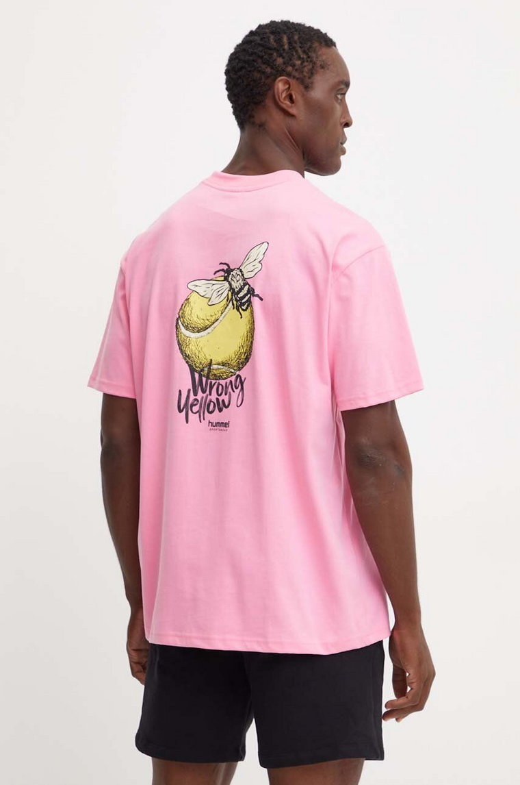 Hummel t-shirt bawełniany Hummel x Peanuts męski kolor różowy z nadrukiem 226083