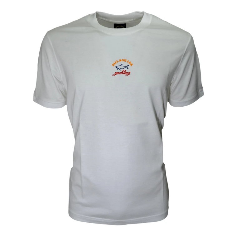 Colore Bianco Cop1096 Koszulka z Organicznej Bawełny z Logo Paul & Shark