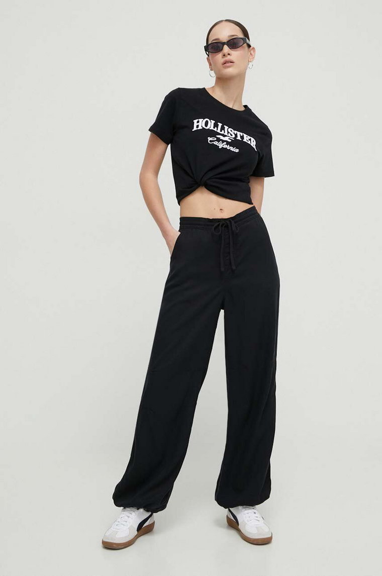 Hollister Co. spodnie damskie kolor czarny high waist