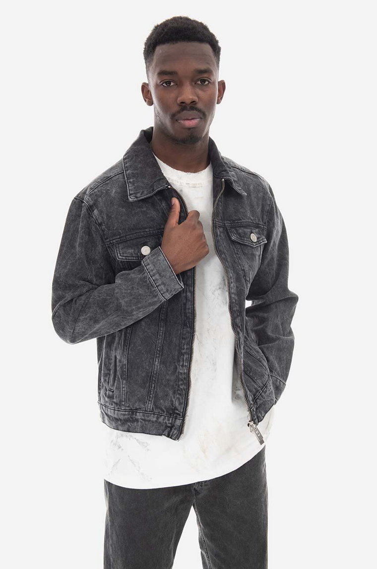 Han Kjøbenhavn kurtka jeansowa Zip Denim Jacket męska kolor czarny przejściowa M.132523-BLACK