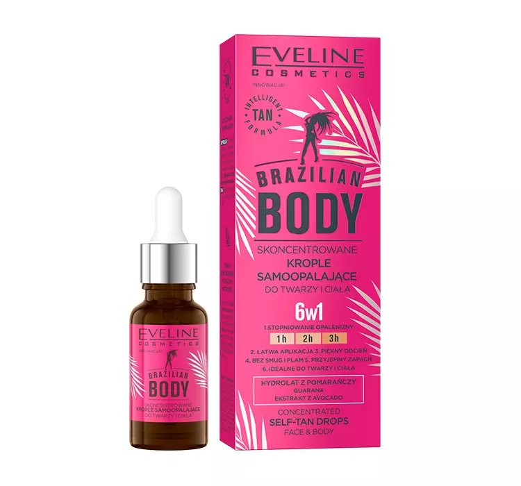 EVELINE BRAZILIAN BODY KROPLE SAMOOPALAJĄCE DO TWARZY I CIAŁA 18ML