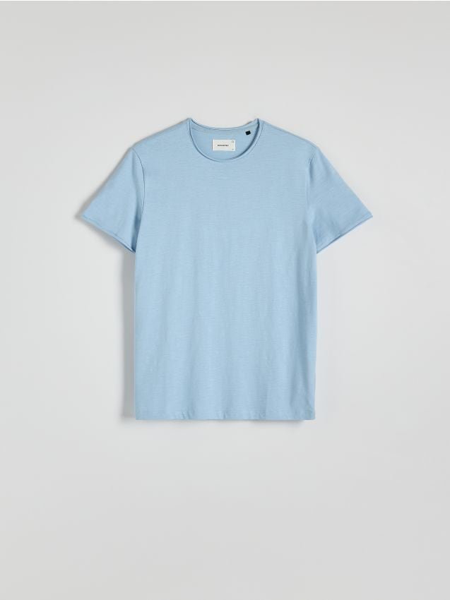 Reserved - Gładki t-shirt regular fit - jasnoniebieski