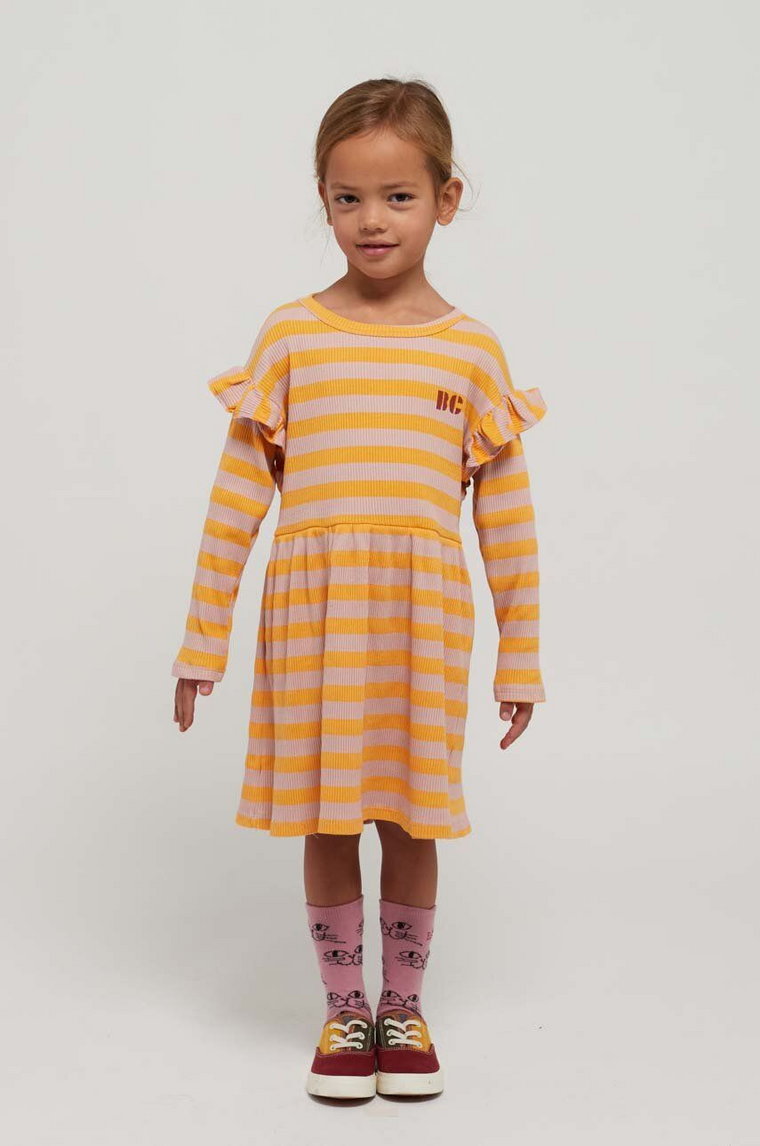 Bobo Choses sukienka dziecięca kolor żółty mini rozkloszowana