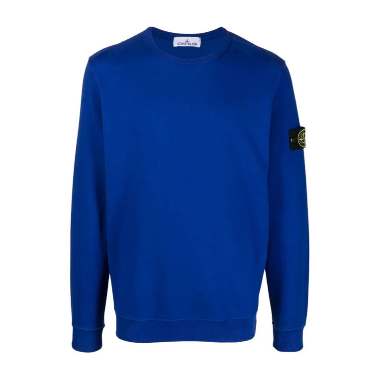 Niebieski Bawełniany Sweter z Wzorzystymi Szczegółami Stone Island