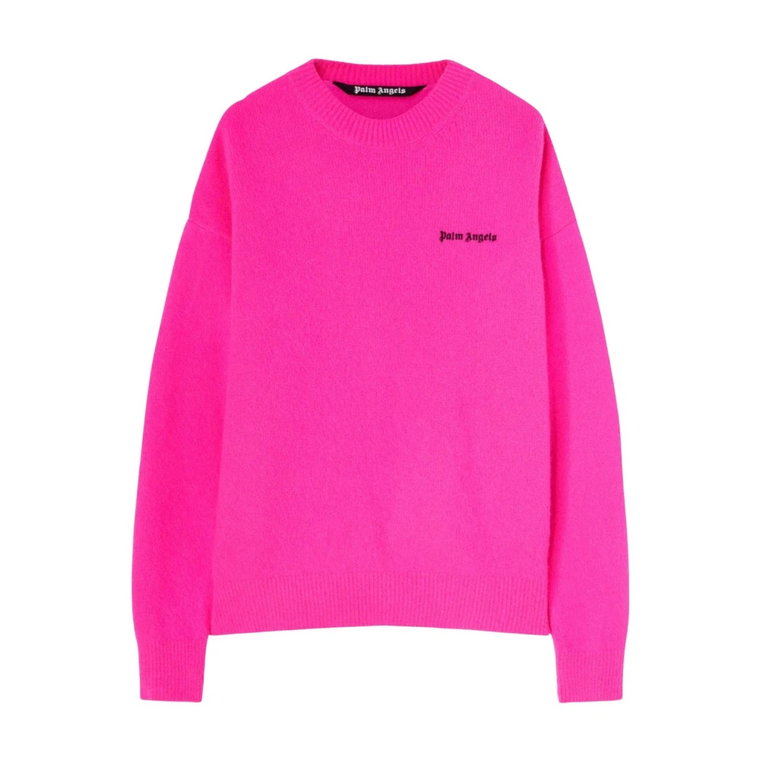 Fuchsia Czarny Sweter z Logo Palm Angels