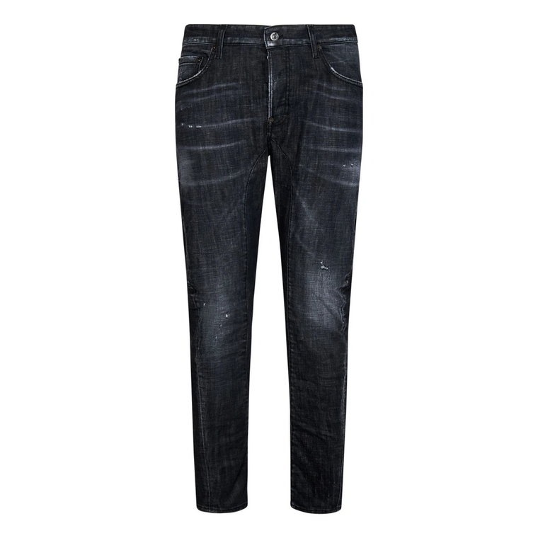 Czarne Ss23 Spodnie Slim-Fit z Efektem Zniszczenia Dsquared2