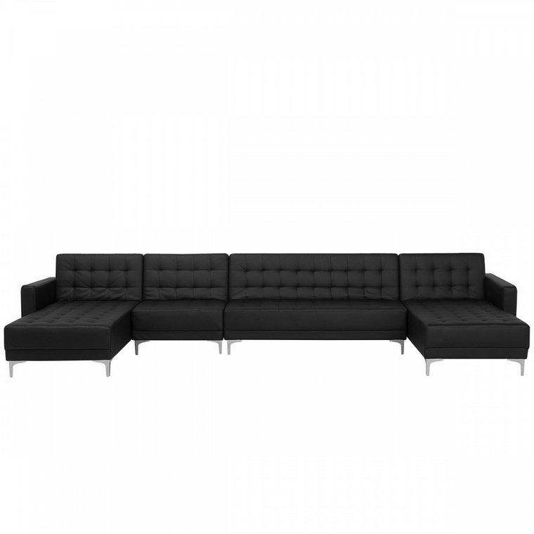 Sofa rozkładana XXL skóra ekologiczna czarna ABERDEEN kod: B112630