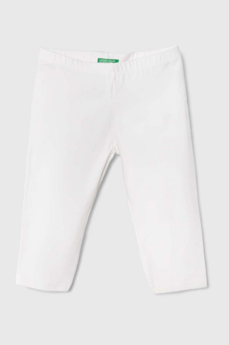 United Colors of Benetton legginsy dziecięce kolor biały gładkie