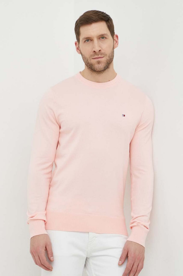 Tommy Hilfiger sweter męski kolor różowy lekki