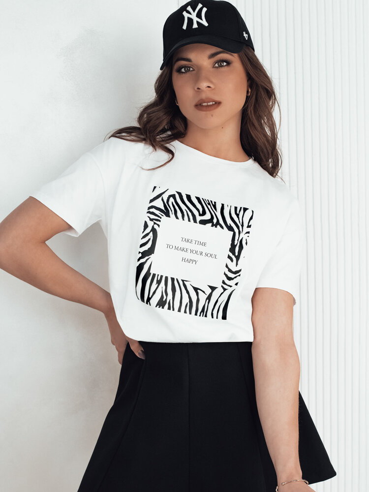 T-shirt damski z nadrukiem TEBOHON biały Dstreet RY2499