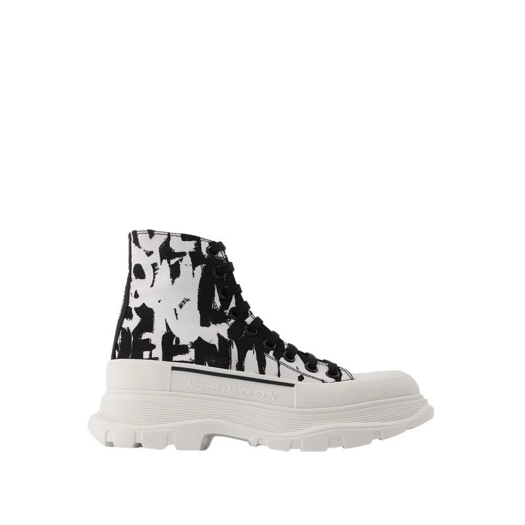 Białe Tkaninowe Tread Slick Sneakers Alexander McQueen