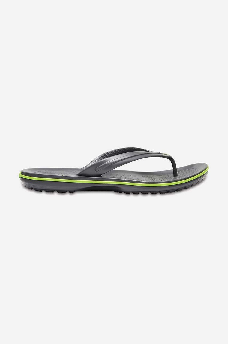 Crocs japonki Flip damskie kolor szary na płaskim obcasie 11033.GRAPHITE.VOLT-GRAPH