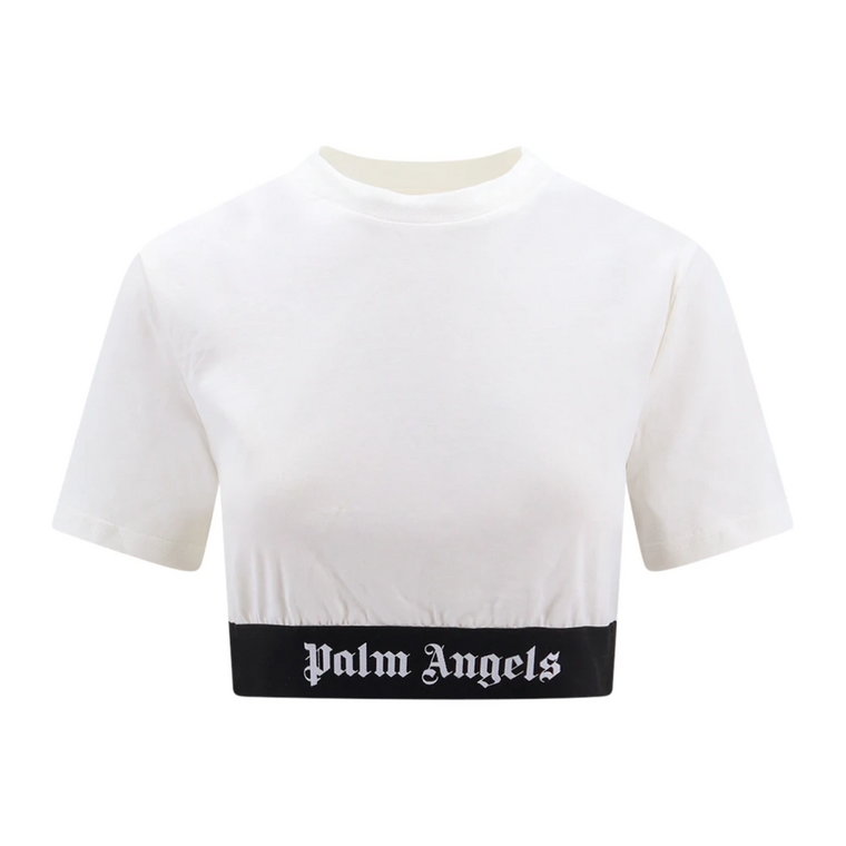 Biała Crew-neck Topwear Krótki Rękaw Palm Angels