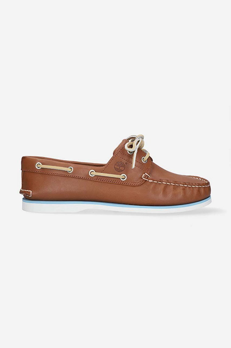 Timberland mokasyny skórzane Classic Boat 2 Eye męskie kolor brązowy A2GHW-BROWN