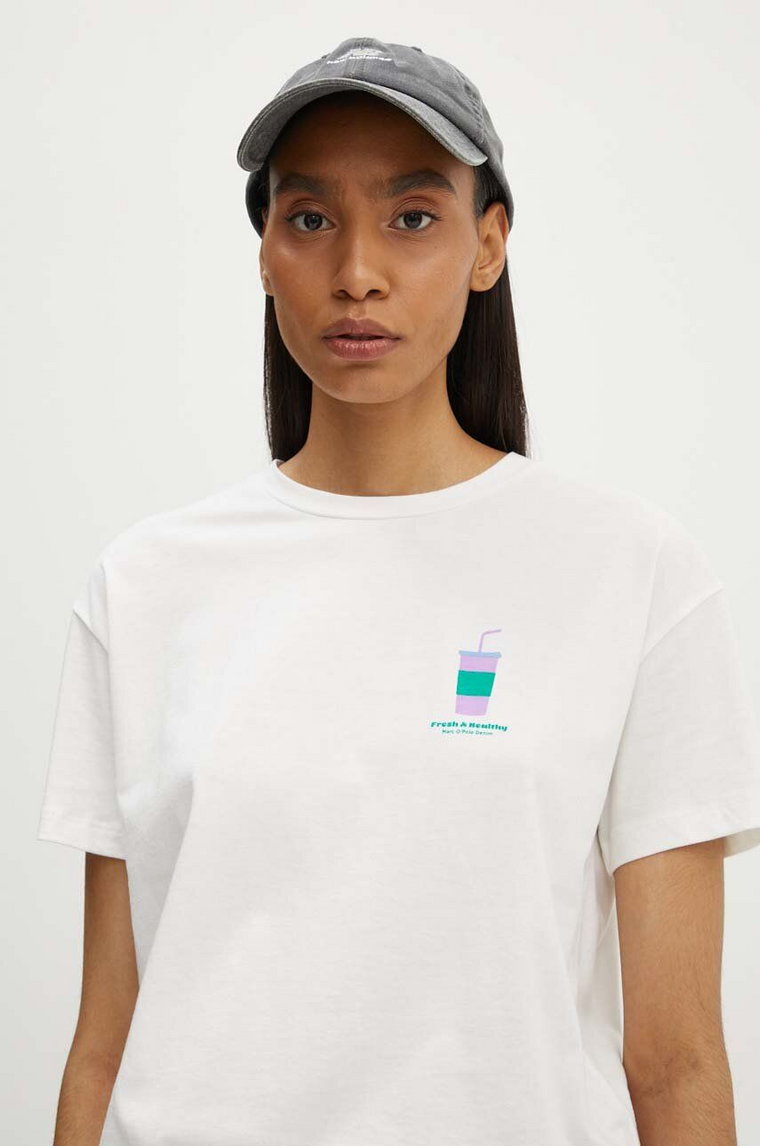 Marc O'Polo t-shirt bawełniany DENIM damski kolor beżowy 5000000082