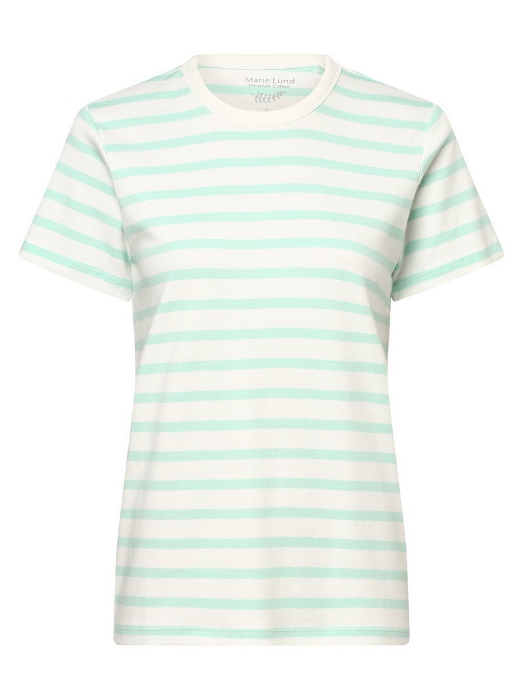 Marie Lund - T-shirt damski, biały|niebieski
